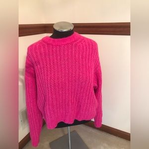 Hot pink, semi cropped, loose fit sweater